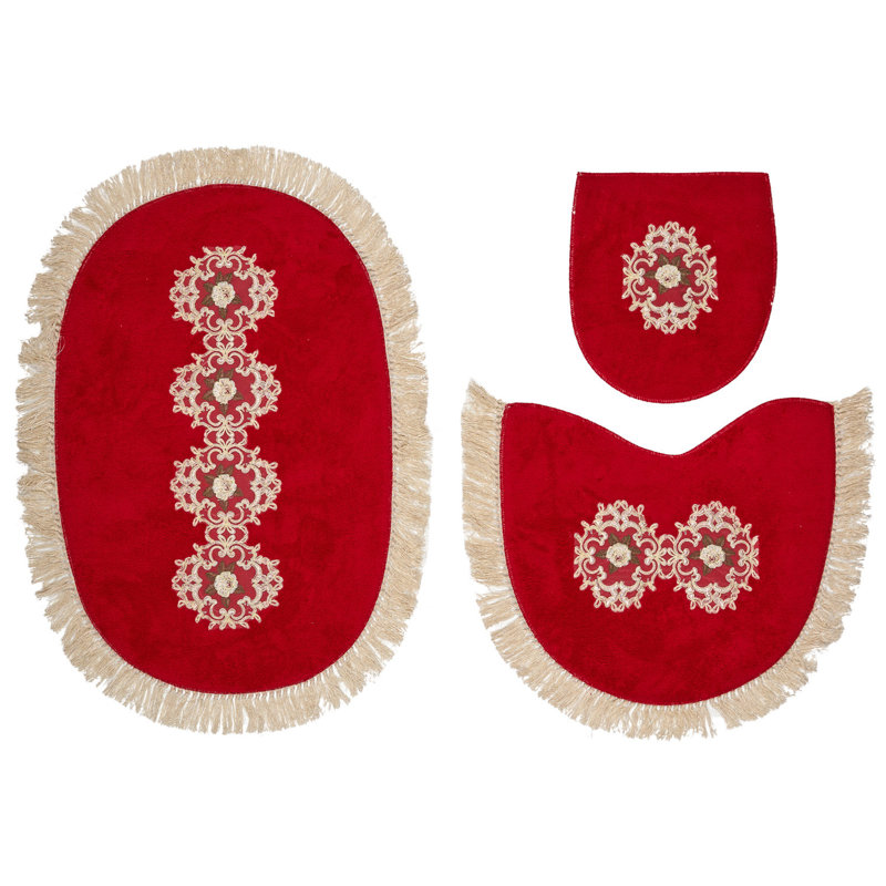 Ensemble de salle de bain 3 pièces Dambrosio, Rouge / beige