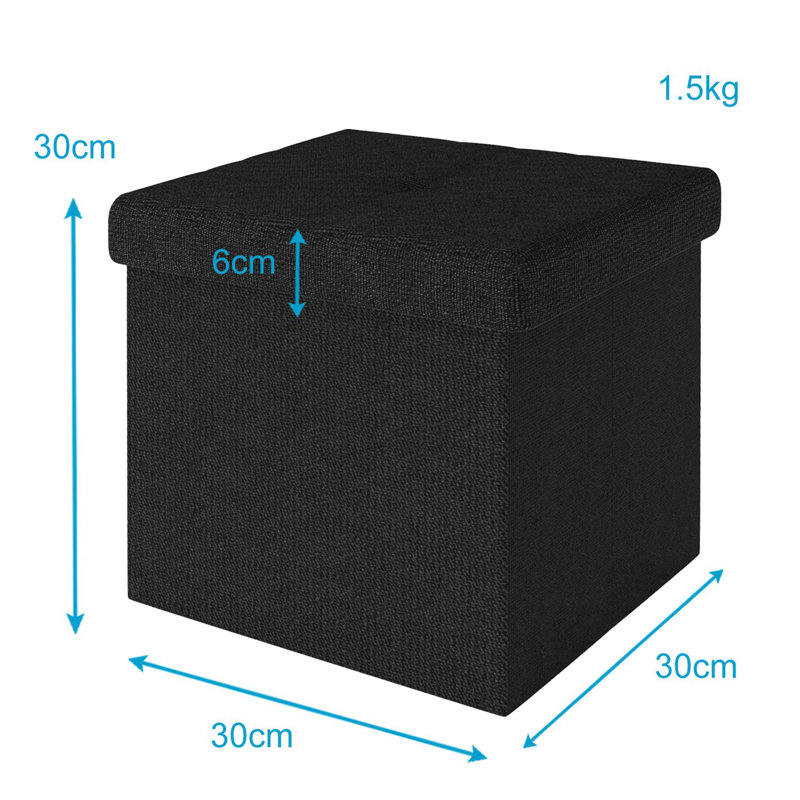 Ronta Ottoman, Black, 30" H x 30" W x 30" D