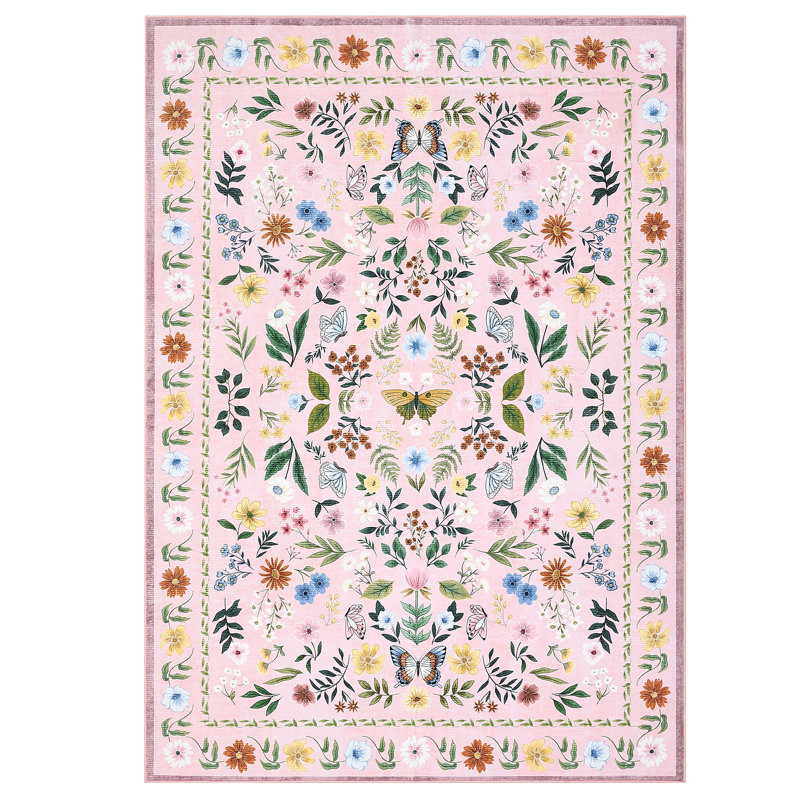 Area Rugs Washable Scalloped Butterfly Area Non-Slip,Mark Resistant,Collapsible,Accent Carpet for Living Room,Bedroom,Nursery,Dining Room,Office