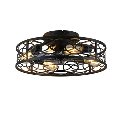 Ventilateurs de plafond en cage 20 "avec lumières et télécommande, ventilateur de plafond sans lame 6 vitesses avec télécommande, ventilateur de plafond encastré pour chambre à coucher, salon - ampoules non incluses