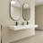 59" Wall Mounted Double Basin Sink Solid Surface Rectangular Bathroom Sink With Faucet Hole
