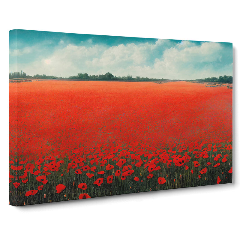 Exciting Poppies Flowers - Wrapped Canvas Print, 35cm H x 50cm W x 3cm D