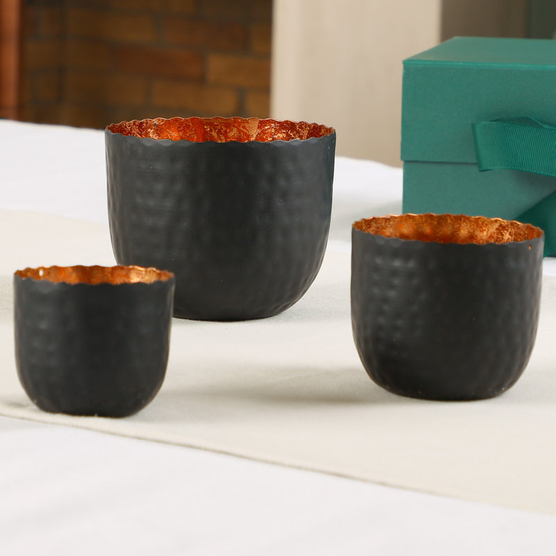 3 Piece Metal Tabletop Tealight Holder Set