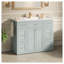 Meuble-lavabo 48 po vert menthe avec lavabo en céramique - 6 tiroirs (3 de chaque côté), tiroir central rabattable, portes doubles à fermeture en douceur, porte-serviettes latéral réversible, poignées argentées, panneau de fibres à densité moyenne-115695977-115695978