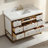 Celestia 48" Modern Freestanding Single Bathroom Vanity with LED Light, Fluted Drawers & Stone Countertop in White with Gold Frame-779567536