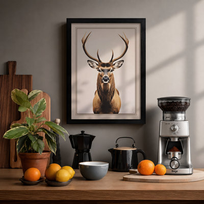 Noble Stag Rustic - Framed Print