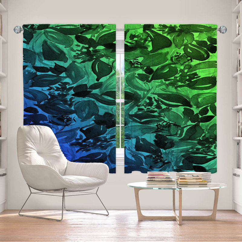 Ensemble de rideau 2 pièces Blossoms Unchained, Turquoise, L 56 po x L 78 po