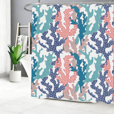 Rideau de salle de bain 72 "x 72" (180 x 180 cm) avec crochets Ocean Coral Reef