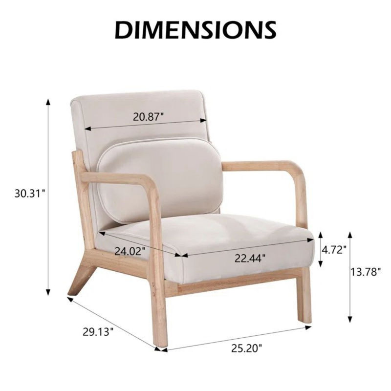 Chaise avec accoudoirs rembourrée Elliauna, Polyester beige