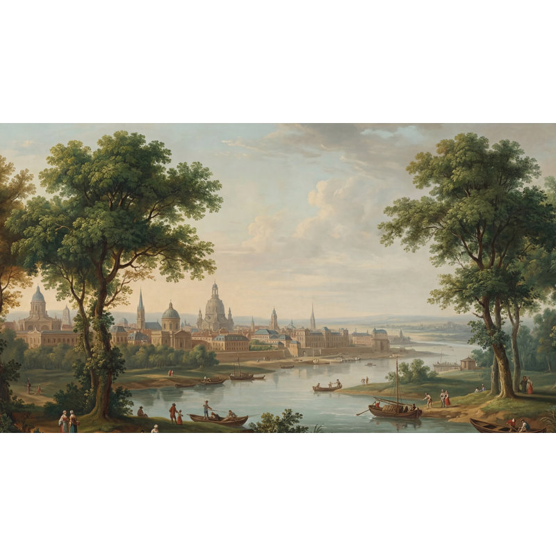 Papier peint paysage urbain rétro Cityscape, 100 po x 96 po, Peler et coller