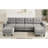 Modern Sectional Sofa 115" U-Shaped Sofa Upholstered Sofa Couch With Two Movable Ottomans, USB Ports And Side Tables For Living Room-765313571