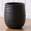 Ensemble de pots de fleurs en béton ondulé de 15 po de diamètre avec trou de drainage, pots de plantes ronds d'intérieur et d'extérieur noirs-1158825075