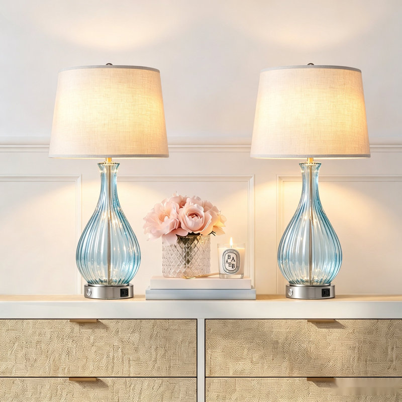 Ensemble de 2 lampes de table en verre Coastal 