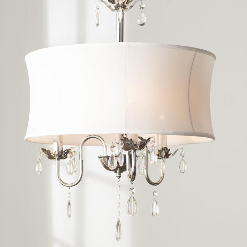 Devaney Crystal Drum Chandelier, 24" H x 18" W x 18" D
