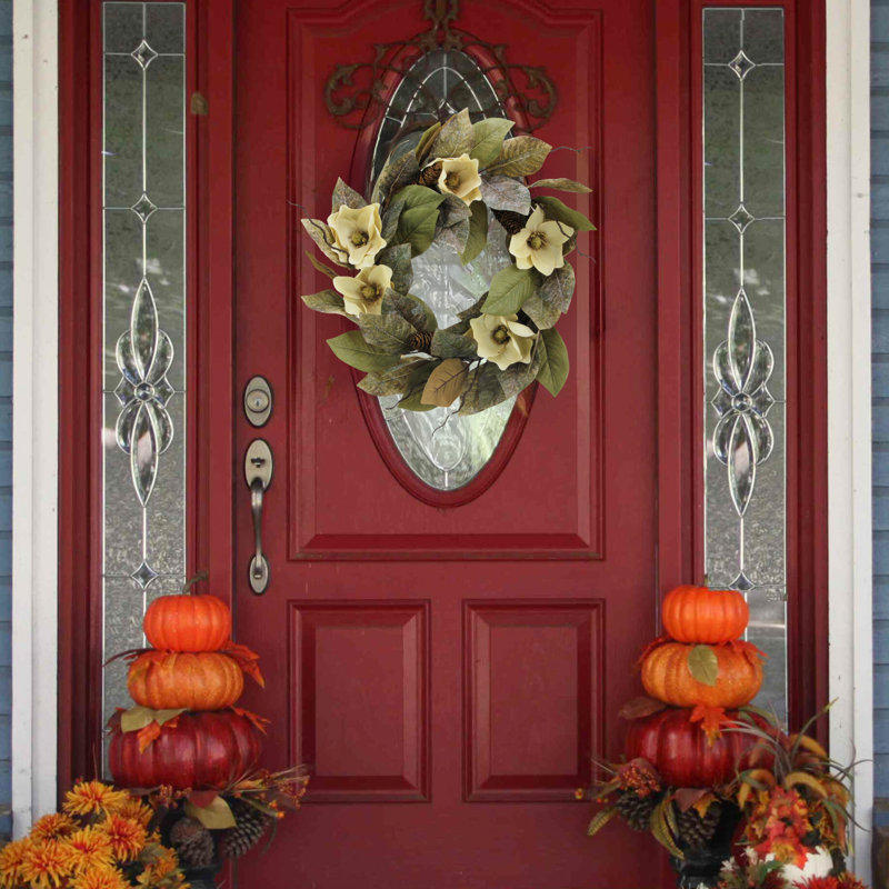 24-inch Artificial Magnolia Pine Thanksgiving Wreaths