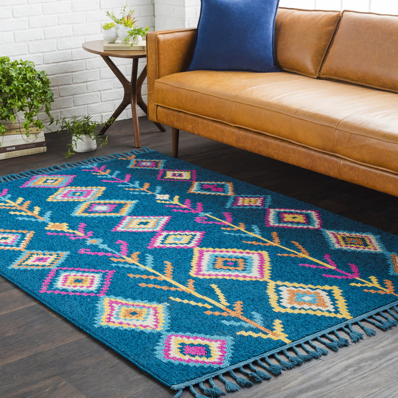 Tapis beige / bleu Alcantara, Rectangle 9 pi 3 po x 12 pi 1 po