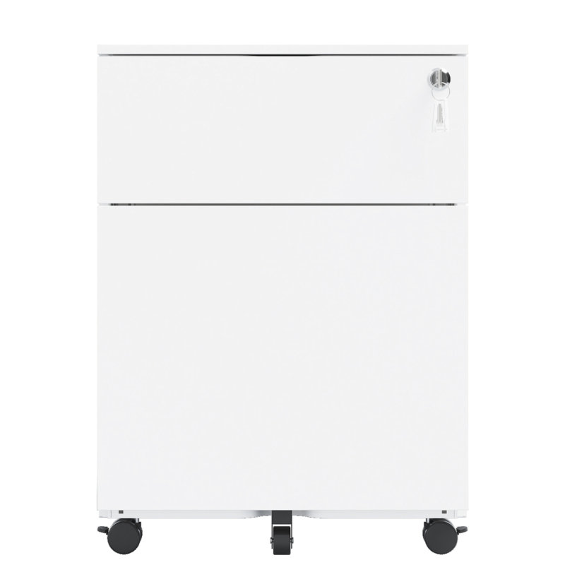 White File Cabinet With Lock, 2 Drawers, Steel, Suits Legal/Letter/A4/F4 Size Organization Needs In Office/Home Accommodates Storage
