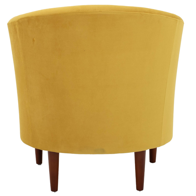 Kronos Upholstered Barrel Chair, Curry Polyester Blend, Walnut