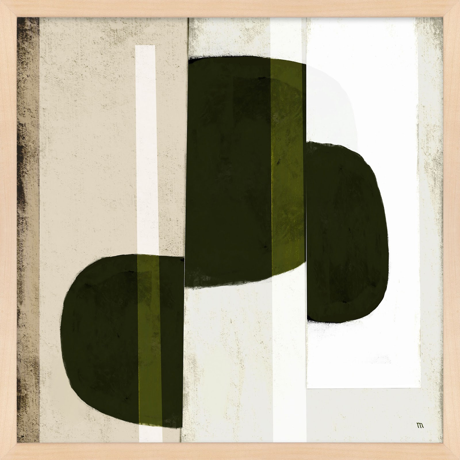 Collage 2 Painting, 24" H x 24" W x 1.25" D, Maple Framed Paper