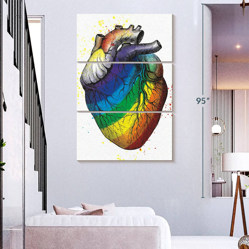 Khareem Rainbow Colored Heart, 74" H x 48" W