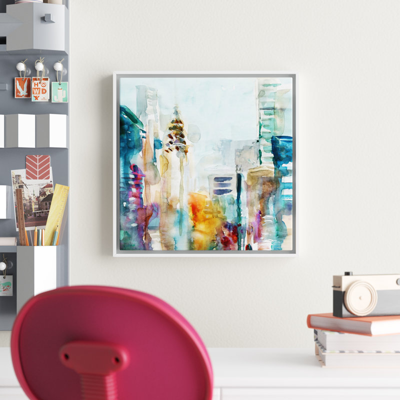 Spectrum NYC - Peinture sur toile, H 17,7 po x l 17,7 po x P 1,75 po, Cadre flottant blanc