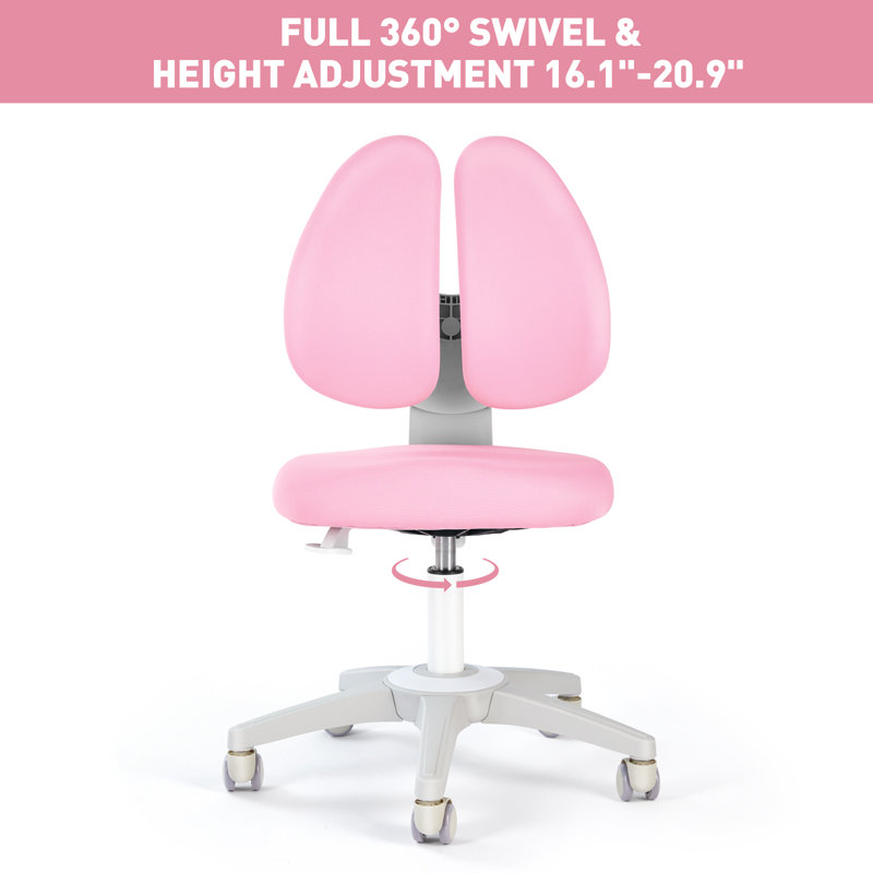 Adarrion 39.3'' Writing Desk Chair Set, Pink