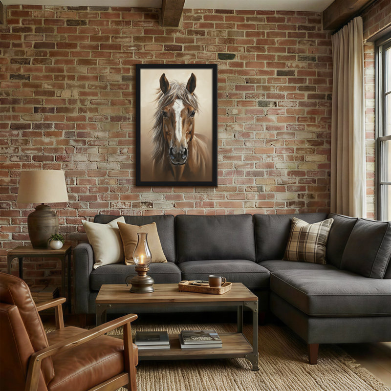 Portrait de cheval avec flamme blanche et fourrure brune, H 24 po x l 16 po