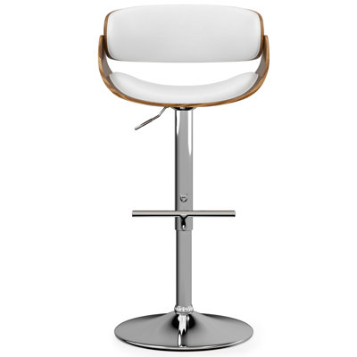 Amery Adjustable Swivel Upholstered Contemporary Bar Stool with Curved Seat and Footrest