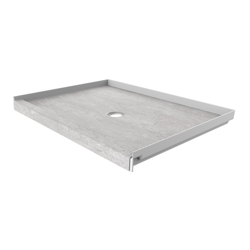 FlexStone® 48"W x 34"D Alcove Shower Base with Center Drain in Tundra, Tundra