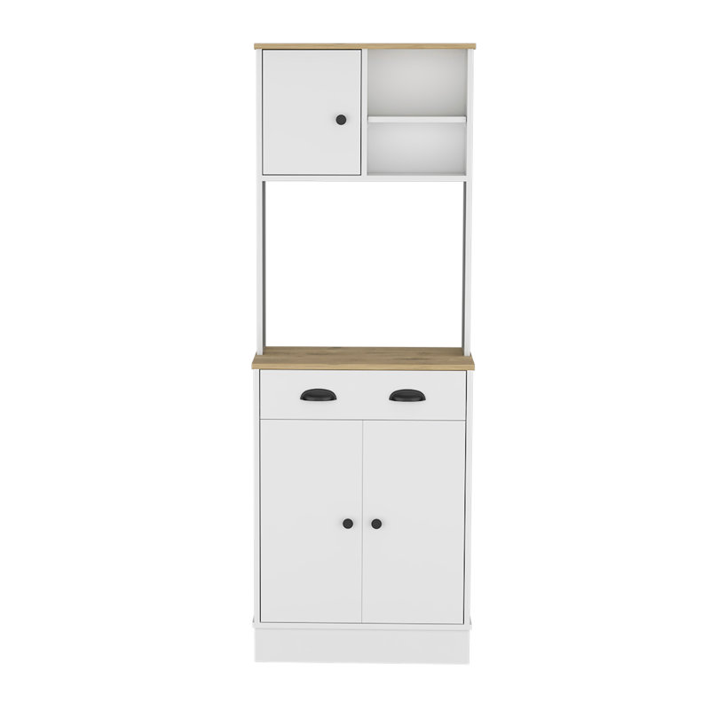 Garde-manger avec armoire à 3 portes et tiroir Albany, Naturel / Blanc