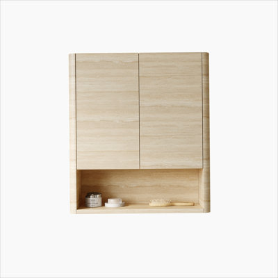Armoire de salle de bain murale durable de 26 pouces avec portes, tablette et rangement ouvert, idéale pour les environnements humides et l'efficacité de l'espace
