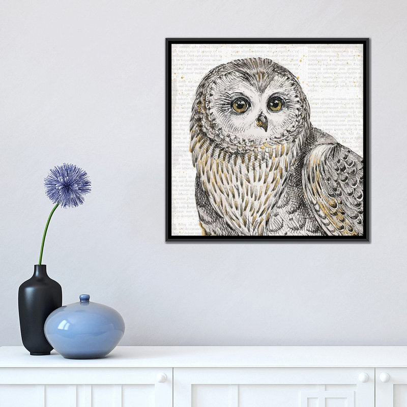 «Beautiful Owls II», impression sur toile, H 18 po x l 18 po x P 1,5 po, Toile avec cadre noir, Pas de tapis