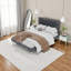 Lit de luxe grand capitonné en velours - Structure de lit tapissier gris doux avec support robuste pour une chambre confortable-1582423725