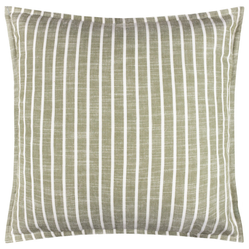 Hessle Indoor / Outdoor Striped Square Throw Pillow Cover, Green
