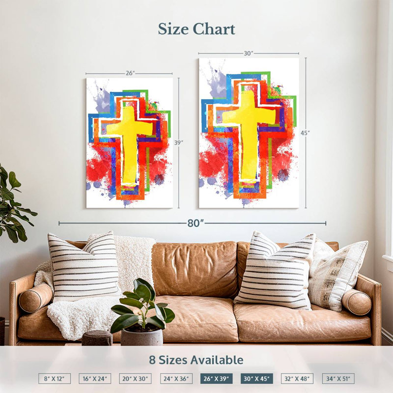 Adella Multicolor Cross, 39" H x 26" W