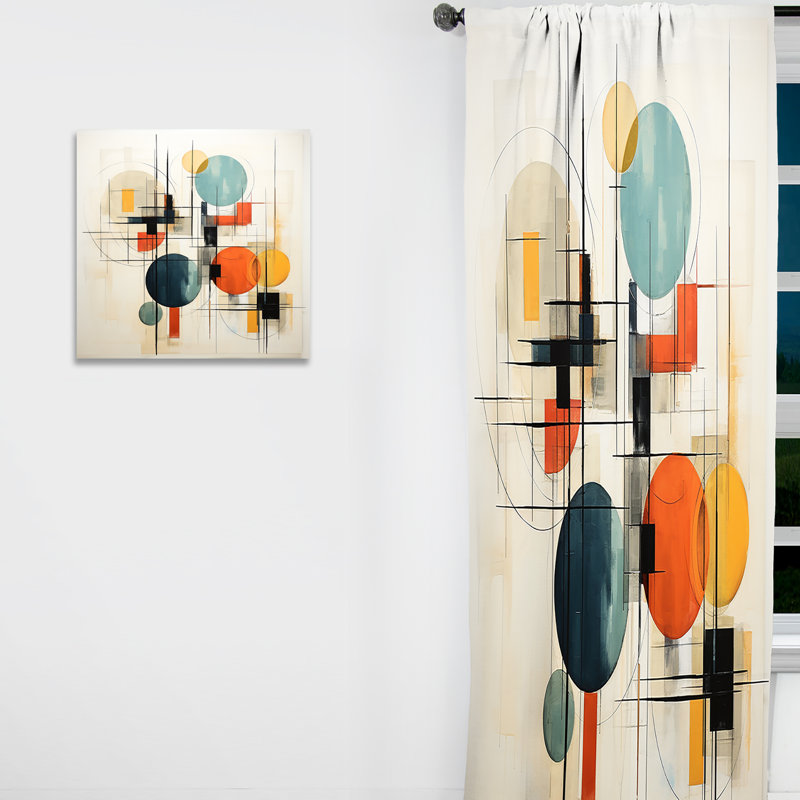 Trevohn Colorful Mid Century Geometry Patchwork II - Modern Velvet Curtain - Room Darkening - 1 Panel, 52" W x 95" L