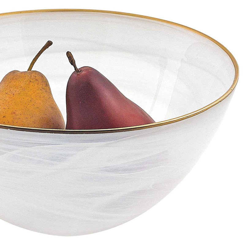 Deanne Glass Serving Bowl, Gold, 3" H x 17" W x 17'' D