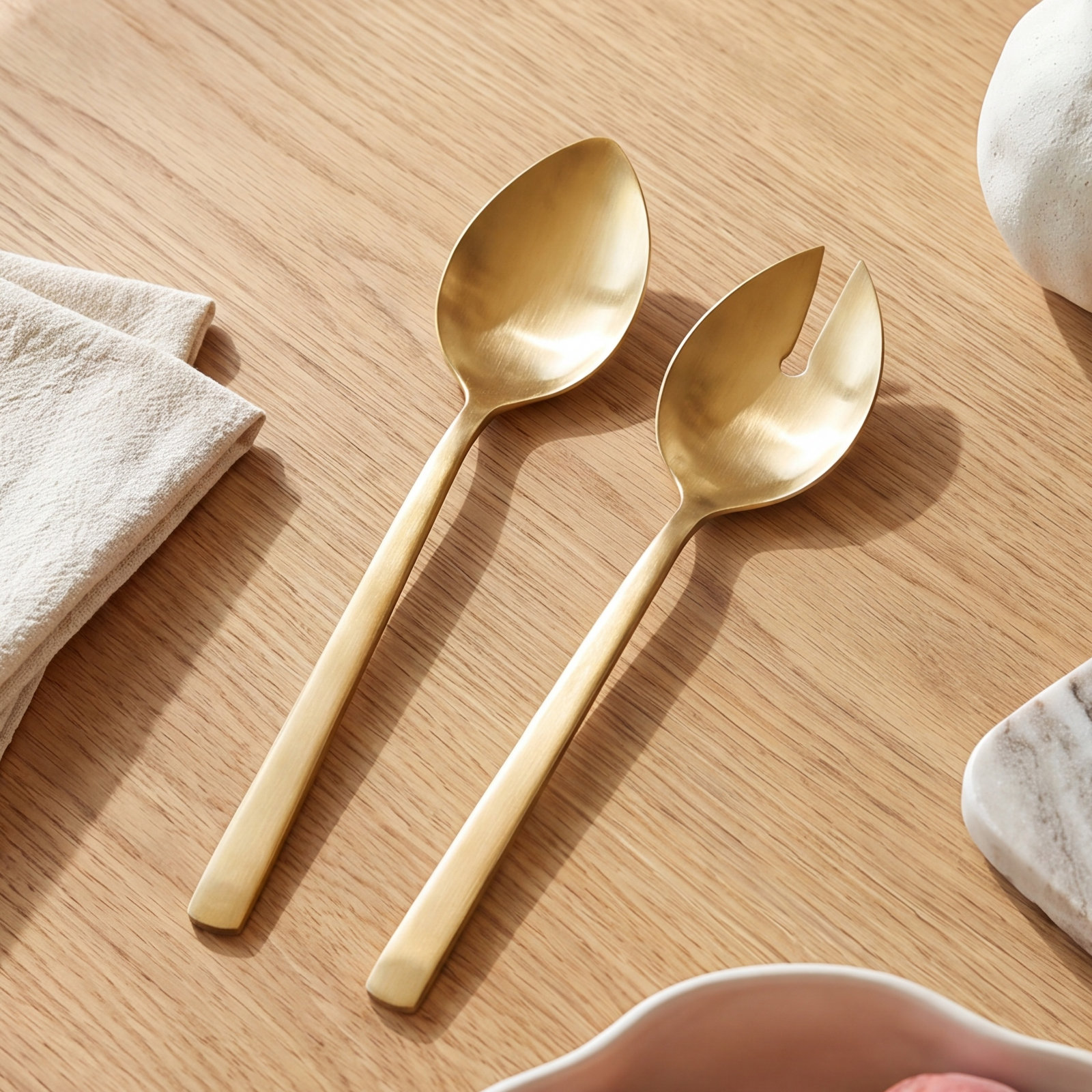 Stainless Steel Salad Servers, Gold