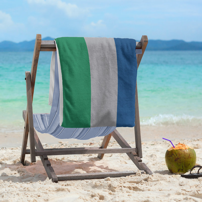 Vancouver Lightweight Beach Towel, Green/Cool Gray/Dark Blue, Microfiber