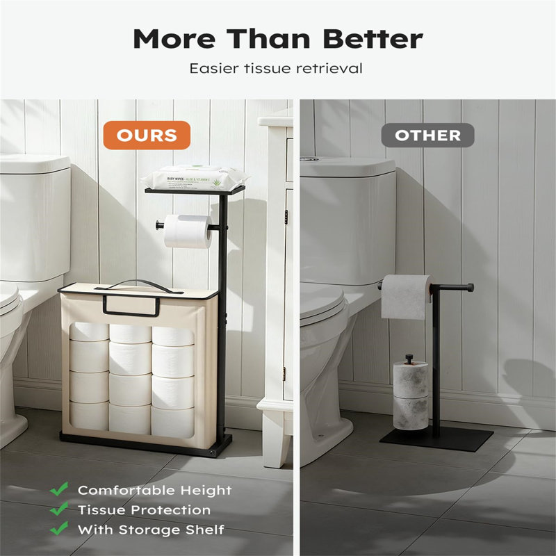 Free Standing Toilet Paper Holder, Beige