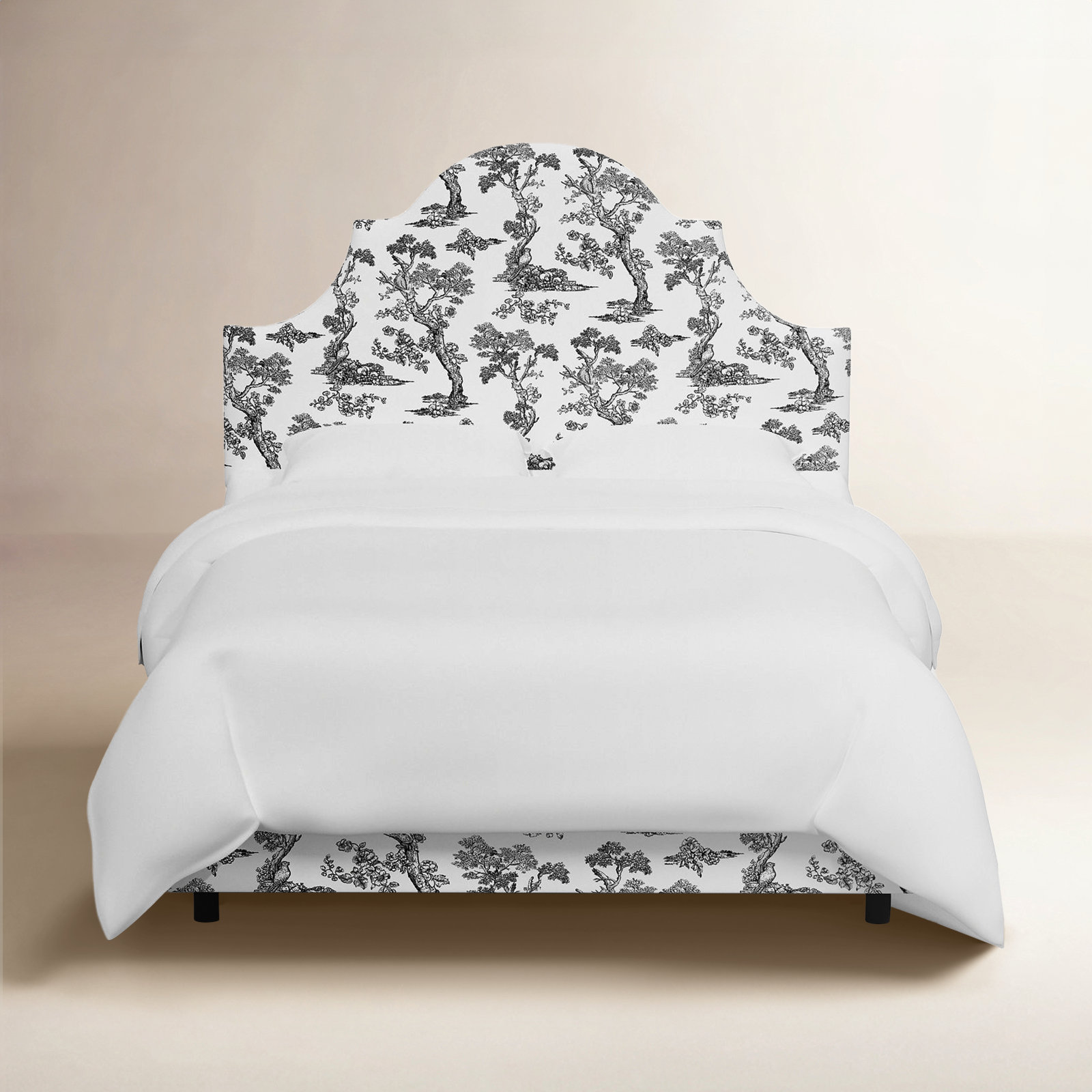 Red from Scalamandre Crafted by Cloth & Company Geneva Bed in Pattern, Twin, Scm Toile Noir Linen