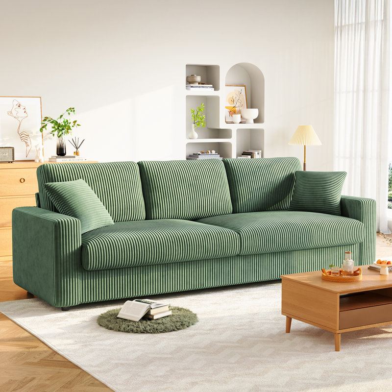 4 Seater Corduroy Sofa, Green