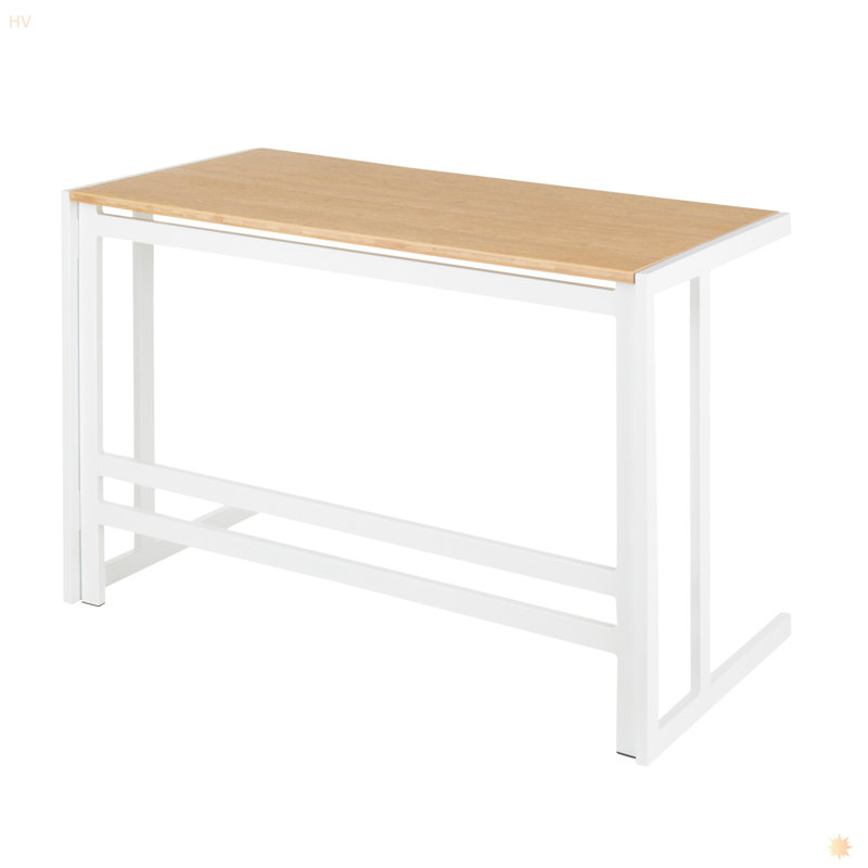 Bureau romain en métal blanc et bambou à grain de bois naturel par Lumisource
