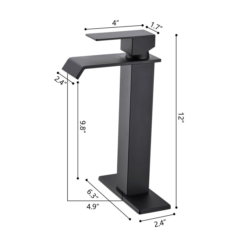 Robinet de lavabo vasque à poignée simple, Noir mat