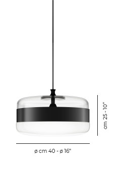 Futura 1 - Light Pendant, 89" H x 16" W x 16" D, Matte Black, White/Black