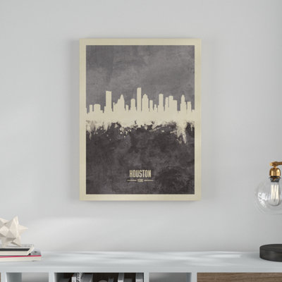 'Houston Texas Skyline Gray' Graphic Art on Wrapped Canvas
