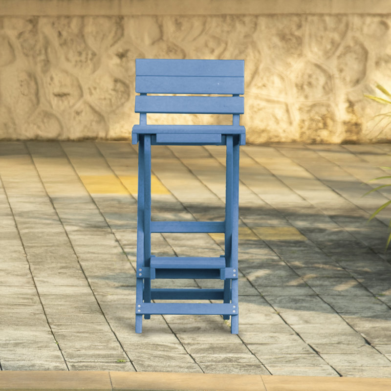 Key West Recycled HDPE Outdoor Folding Bar Stool , Pacific Blue
