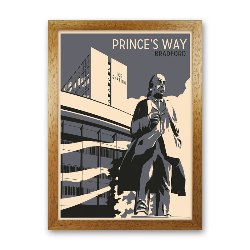 Prince's Way, Bradford by Richard O'Neill - Print, Brown Framed, 46cm H x 34cm W x 3cm D