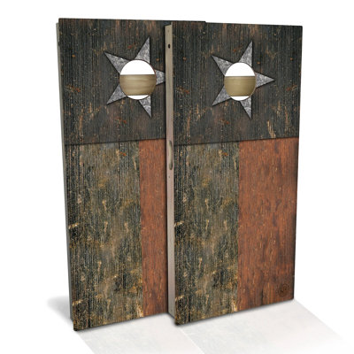 Texas Flag Rustic Cornhole Board Set | Includes (2) Boards, (8) Bags & Optional Accessories