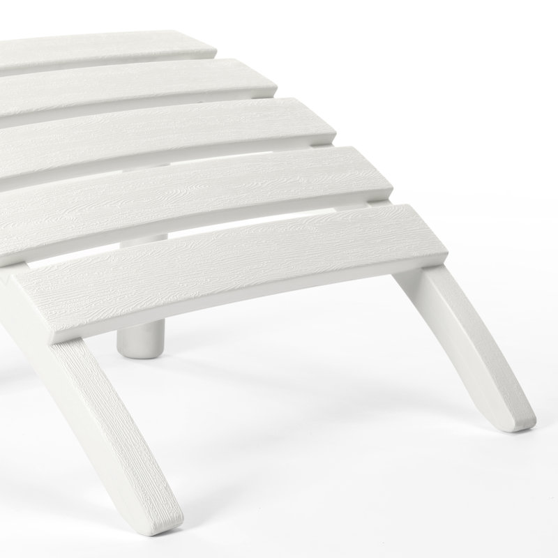Outdoor Poly Adirondack Chair With Ottoman, White